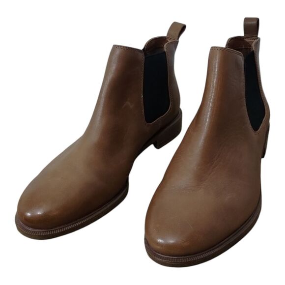 Clarks Women's Taylor Shine‎ Classic Leather Pull On Chelsea Boots Size 7 Tan - Picture 1 of 10